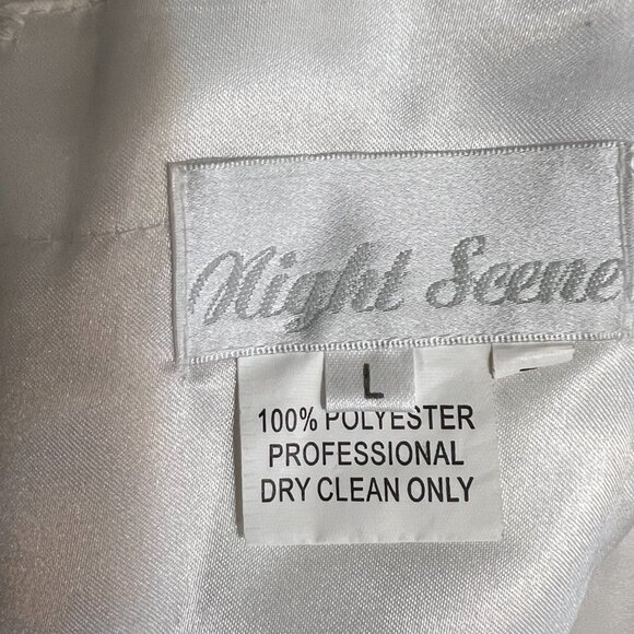 Night Scene Ivory Beaded Chiffon Formal Gown Size L – Floor-Length Evening Dress - Picture 5 of 10